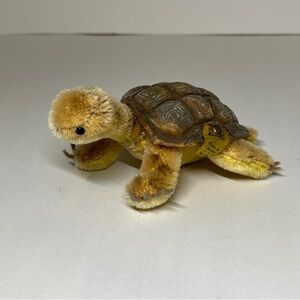 Vintage Steiff Turtle Mohair Tortoise 5" Wool Plush Stuffed Animal Tag Germany